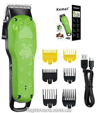 Машинка для стрижки животных Kemei Km-Cw10 USB Зеленая 11428 фото