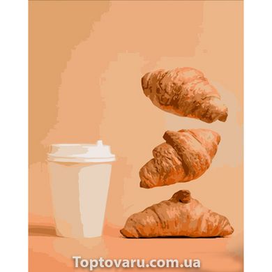 Картина по номерам Strateg ПРЕМИУМ Круасаны и кофе размером 40х50 см (DY336) DY336-00002 фото