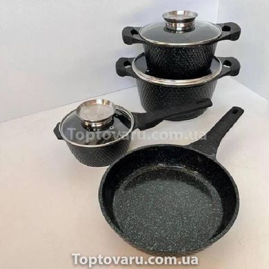Набір гранітного посуду 7 предметів HIGHER+KITCHEN HK-315 Чорний 14756 фото