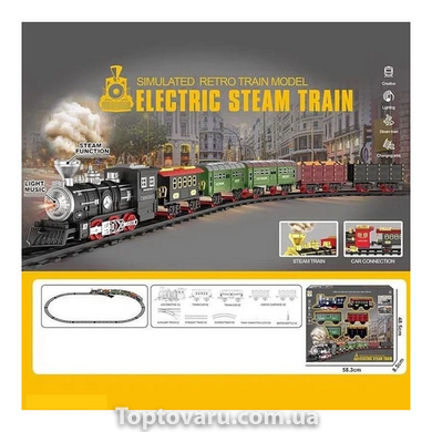Залізниця Локомотив та 5 вагонів зі звуком, підсвічуванням та парогенератором Electric Steam Train 12795 фото
