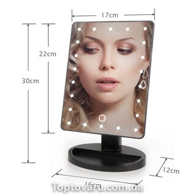 Настільне дзеркало для макіяжу Mirror c LED підсвічуванням 22 діода квадратне Чорне 542 фото