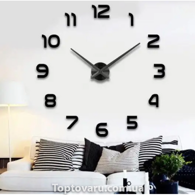 Часы настенные большие 3D DIY Clock NEW (с цифрами) 70-150см Black 9331 фото