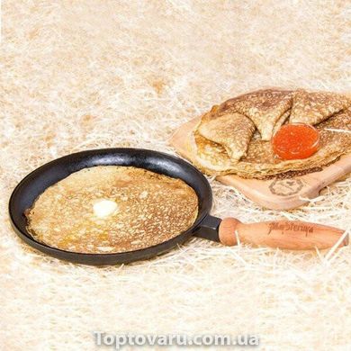 Сковорода блинная чугунная с деревянной ручкой Maysternya Т301 24*2,5см 18095 фото