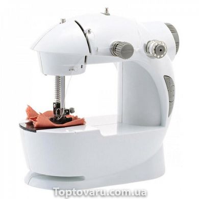 Швейна машинка портативна Mini Sewing Machine FHSM 201 з адаптером сіра + подарок 1221 фото