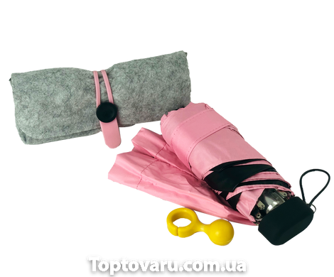 Міні-парасоля кишенькова в футлярі Рожева 962 фото