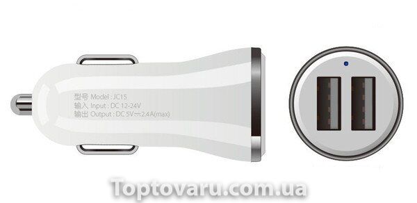 Автомобільний зарядний пристрій USB в прикурювач Joway Біле NEW фото