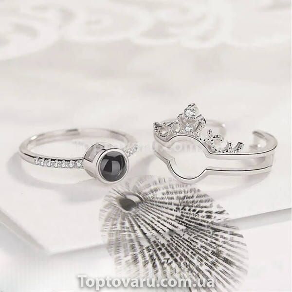 Кольцо регулируемое I Love You на 100 языках Серебро 22810 фото