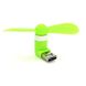 Міні-вентилятор портативний USB + micro USB Зелений 12933 фото 1