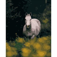 Картина за номерами Strateg ПРЕМІУМ Кінь серед квітів розміром 40х50 см (DY105) DY105-00002 фото