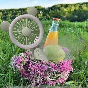Ручной вентилятор на подставке ручной зайчик Зеленый 17802 фото