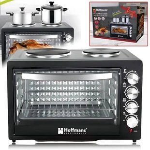 Электропечь с варочной поверхностью 2в1 Hoffmans 55L 2000W HM-753 25637 фото