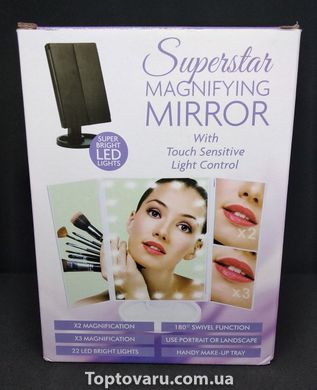 Косметическое складное зеркало Led Mirror с LED подсветкой pink 486 фото