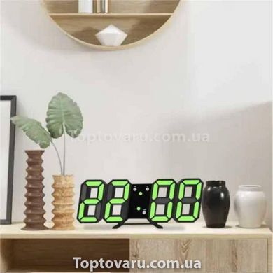 Электронные настольные часы с будильником и термометром LY 1089 Черные с зеленой подсветкой 12499 фото