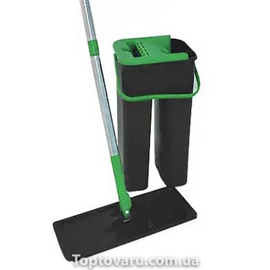 Комплект для уборки ведро и швабра с отжимом Scratch 8л Черно-зеленый 8409 фото