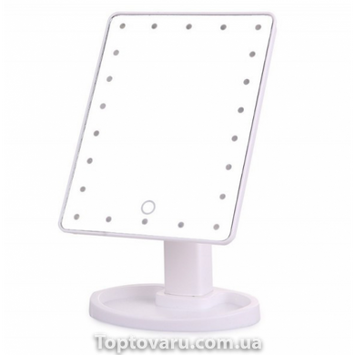 Настільне дзеркало для макіяжу Mirror з LED підсвічуванням 22 діода квадратне Біле 543 фото