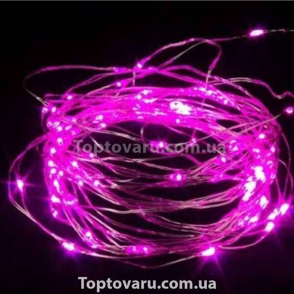 Гірлянда 100LED 10м на батарейках Рожева 12870 фото