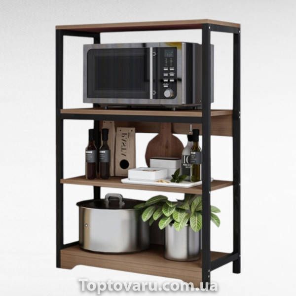 Полка-стеллаж 60*30x100см XLB-L121G Черная с коричневым 35220 фото
