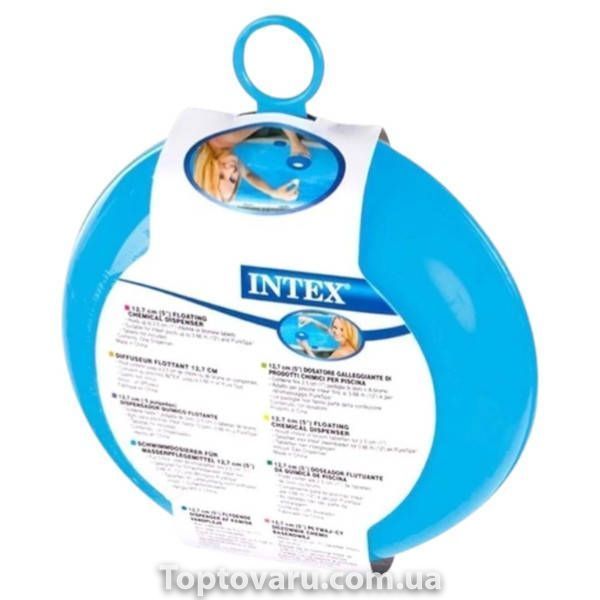 Скиммер плавающий дозатор антимикробной химии для бассейнов 29040 Intex Floating Chemical Dispenser Голубой с белым 34339 фото