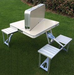 Складаний алюмінієвий стіл для пікніка зі стільцями №174 NEW фото