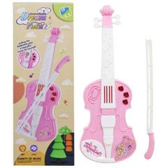 Скрипка детская с мелодиями и подсветкой на батарейках Розовая 12805 фото