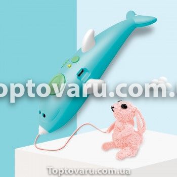 3Д ручка акумуляторна з трафаретами і пластиком для малювання 3Д Pen дельфін Бірюзовий 5413 фото