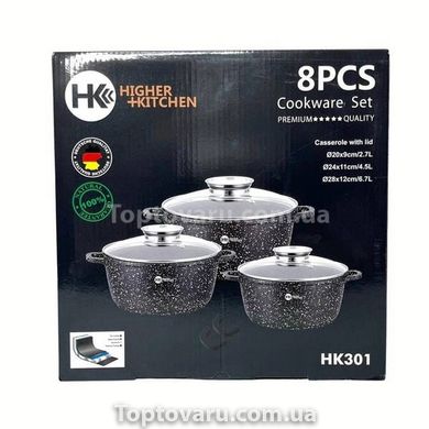 Набор посуды гранитный 6 предметов HIGHER+KITCHEN HK-301 Черный 14758 фото