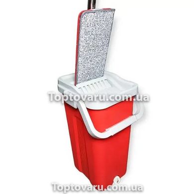 Комплект для уборки ведро и швабра с отжимом Scratch 8л Серо-красный 8410 фото