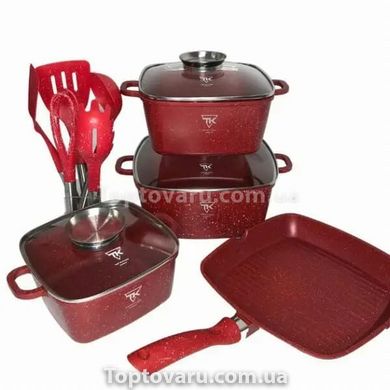 Набор посуды гранит (12 предметов) ТК000103 Красный 9668 фото