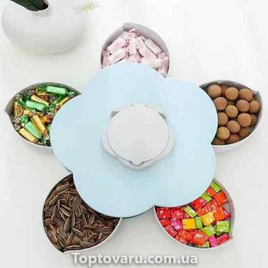 Вращающаяся складная одноярусная конфетница Flower Candy Box для конфет и фруктов 2596 фото