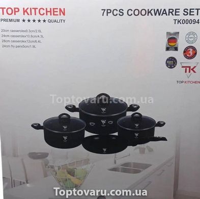 Набір каструль із кришками + сковорода Top Kitchen TK-00094 Чорний 15233 фото