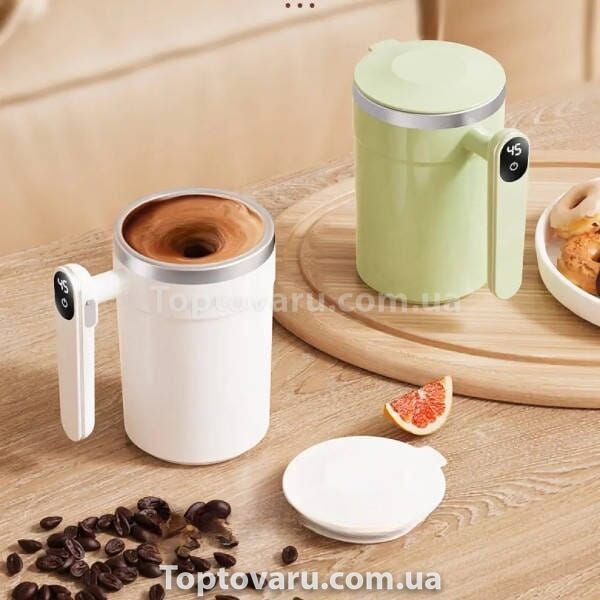 Кружка-мешалка с датчиком температуры и экраном на ручке Auto Stirring Mug Салатовая 25198 фото