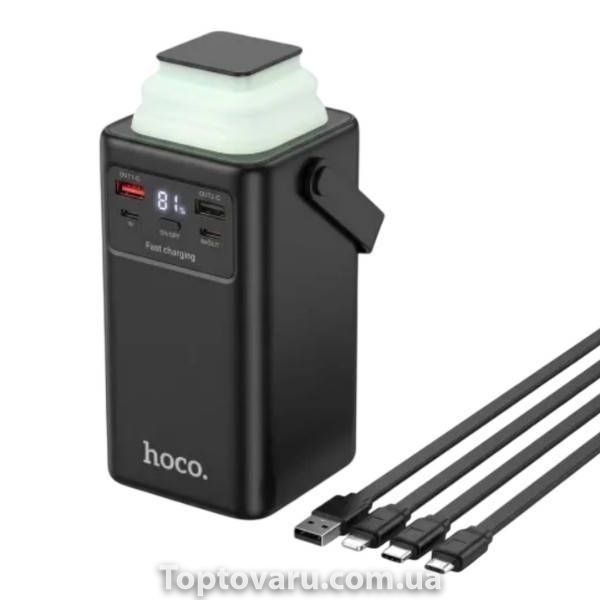 Power Bank із вбудованими кабелями Type-C та Lightning 100000 mAh Hoco J90A Чорний 30230 фото
