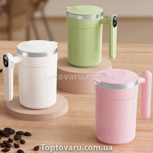 Кружка-мешалка с датчиком температуры и экраном на ручке Auto Stirring Mug Салатовая 25198 фото