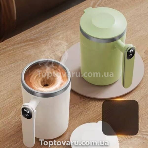 Кружка-мешалка с датчиком температуры и экраном на ручке Auto Stirring Mug Салатовая 25198 фото