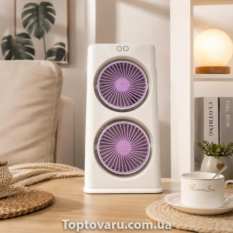 Вентилятор настільний Double-ended Spray Fan з LED підсвічуванням Білий 37561 фото