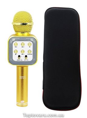 Караоке микрофон bluetooth WS-1818 Gold + Чехол 1066 фото