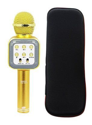 Караоке микрофон bluetooth WS-1818 Gold + Чехол 1066 фото