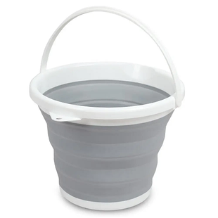 Відро 5 літрів туристичне складане Silicon Collapsible Bucket Сіре 10564 фото