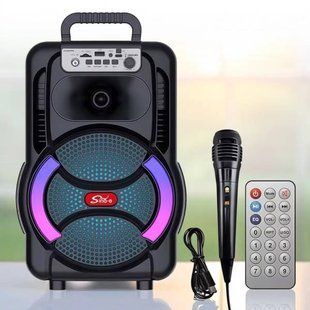 Колонка беспроводная с микрофоном и пультом управления RGB SPS 8166 Черная 29736 фото