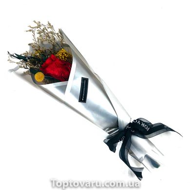 Подарочный букет с розой и сухоцветами 02 Best (бежевая упаковка) + Подарок 3591 фото