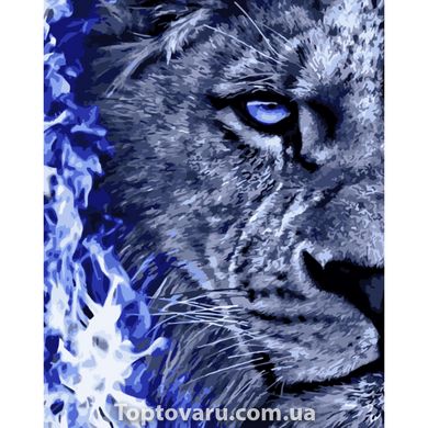 Картина за номерами Strateg ПРЕМІУМ Сині відтінки хижака з лаком розміром 40х50 см (SY6777) SY6777-00002 фото