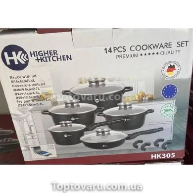 Набор посуды гранитный + набор утвари 17 предметов HIGHER+KITCHEN HK-305 Черный 14759 фото
