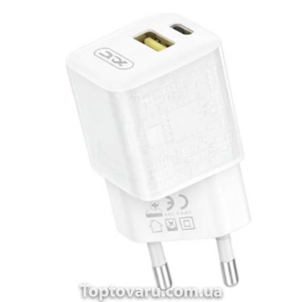 Сетевое зарядное устройство блок питания XO CE05 PD30W+QC3.0 18W fast charger with Type-c cable Белое 30412 фото