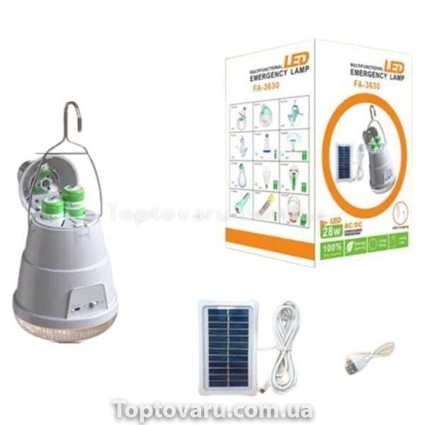 Комплект лампочка 28W, E27 аккумуляторная LED + солнечная панель FA-3630 Белая 21816 фото