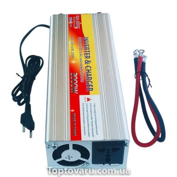 Инвертор преобразователь напряжения 12-220V 2000W 10A USB 5V/1A SAA-2000C Серый 34800 фото