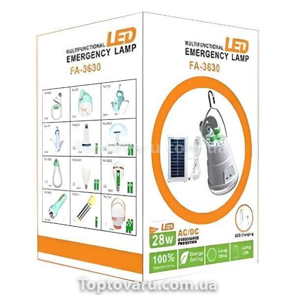 Комплект лампочка 28W, E27 аккумуляторная LED + солнечная панель FA-3630 Белая 21816 фото