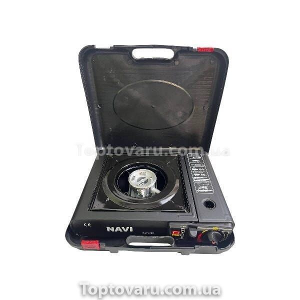 Пальник-плитка газова туристична у валізці Portable Gas Stove NAVI Чорна 33554 фото
