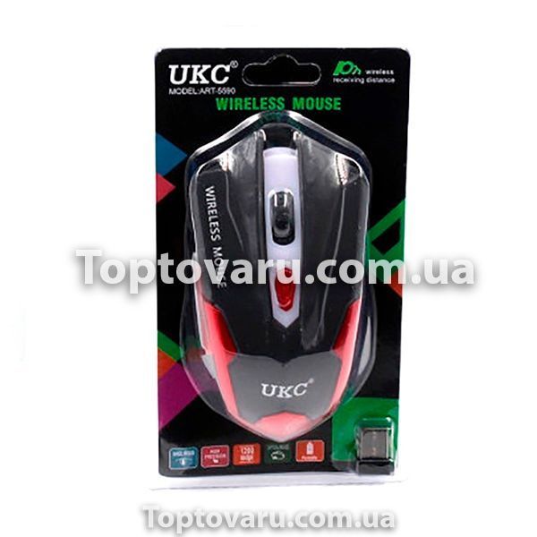 Мышка беспроводная компьютерная оптическая MOUSE UKC G111 Черно-красная 5950 фото