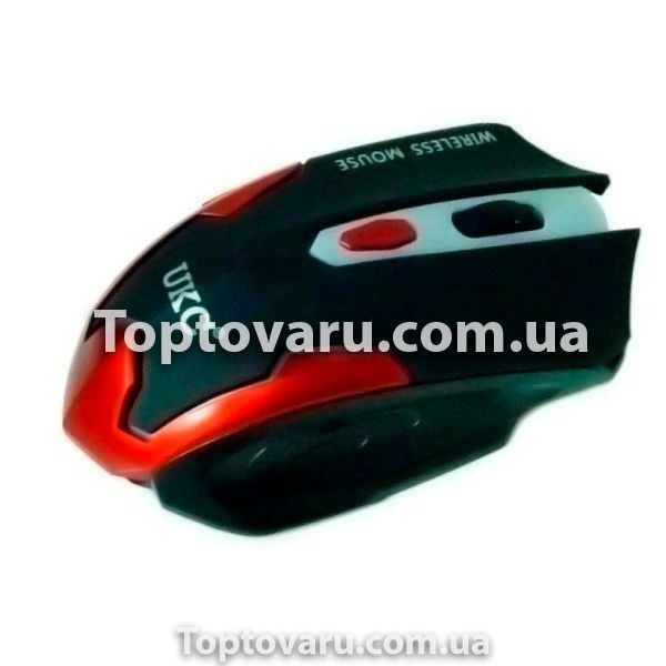Мышка беспроводная компьютерная оптическая MOUSE UKC G111 Черно-красная 5950 фото