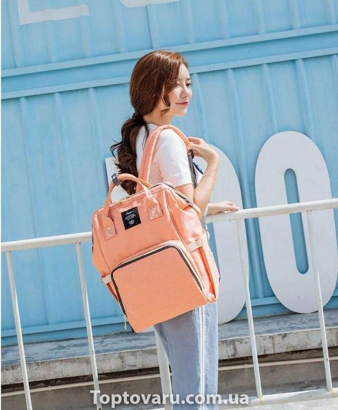 Сумка-рюкзак для мам Mom Bag Персиковая 1346 фото
